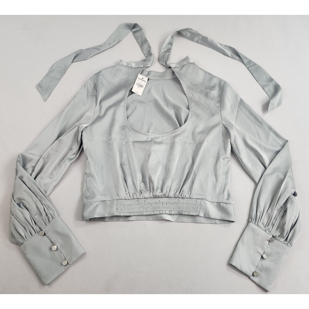 Express blouse top shirt womens XS gray 29942091 stretch spandex $68 ladies